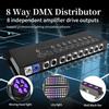 NONE Splitter di Segnale DMX512 a 8 Canali, Amplificatore Isolato Otticamente, Distributore XLR a 3 Pin per Luci da Palco, DJ, Discoteca, Matrimoni ed Eventi