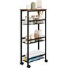 WOLTU Carrello da Cucina WOLTU Nero 40x87x20cm con Piano di Lavoro, 3 Cestelli in Metallo e Freni per Soggiorno