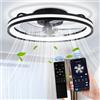 Tetipa Ventilatore da soffitto con illuminazione e telecomando 50 cm, plafoniera LED intelligente con 3 temperature di colore e 6 velocità, timer estivo