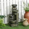 Fontana da Giardino, Fontana a Molla con 4 Livelli di Flusso Regolabili, Elemento Decorativo ad Acqua e Cascata per Giardini e Laghetti, Realizzata in Resina Sintetica