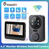NONE Podofo Videocitofono Wireless con Schermo IPS da 4,3 Pollici, Visione Notturna, Monitor Video, Interfono Bidirezionale, Telecamera per Porta