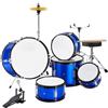 SucceBuy Set Batteria per Bambini 5 Pezzi 16 Pollici, Kit Completo per Principianti con Bassi, Tom, Rullante e Tamburo da Terra, Blu/Nero