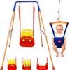 NONE Altalena per bambini HLC 2 in 1, con altalena classica e portico per salti, 153 × × 120 × cm. Altalena da esterno adatta a bambini da 1 a 3 anni, dotata di cinture di sicurezza