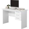 WOLTU Scrivania per computer da ufficio WOLTU, tavolo in truciolato bianco/nero, tavolo da lavoro per PC con serratura, 3 cassetti, per scrivania da camera da letto
