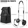 NONE Carrello della spesa pieghevole - Saliscale a 2 ruote, grande capacità 40L, borsa impermeabile rimovibile e telaio in alluminio resistente