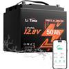 LiTime Batteria LiFePO4 LiTime 12V 50Ah per Barche con Bluetooth e Protezione da Scarica Profonda - 4000+ Cicli, BMS 50A per Camper e Ecoscandagli