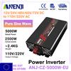 ANENJI Inverter Solare ANENJI 5000W a Onda Sinusoidale Pura, da DC 12V 24V a AC 220V 50Hz/60Hz, Convertitore di Tensione Portatile