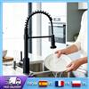 NONE 360 ° Rubinetto da cucina girevole, corpo interamente in ottone, maniglia in ottone, valvola in ceramica liscia con design anti-perdita, testina spruzzatrice in ABS con set tubo dell'acqua per uso