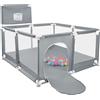 NONE Box per bambini, box per neonati, piscina di palline per bambini, con canestro da basket, 126x126x66cm e come ausilio per la deambulazione
