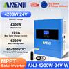 ANENJI Inverter Solare Ibrido ANENJI 4200kw 24V 220/230VAC On/Off Grid con Caricatore Solare MPPT 100A per Uso Domestico