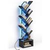 Coleshome, Libreria ad Albero LED, Scaffale a 6 Ripiani , LED Luce Colorata Ambiente Montaggio Facile Scaffale Bello Decorativo Anti-Ribaltamento 40-60 Libri Soggiorno Camera Ufficio, 110cm Nero