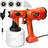 NONE Pistola a Spruzzo per Vernice, 1000W Elettrica Portatile per Pareti e Soffitti / Vernice per Legno e Metallo - Capacità 1200 ml e 4 Ugelli Diversi (1.0/1.5/1.8/2.5mm), 3 Modalità di Spruzzatura