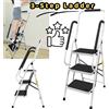 DayPlus Scala a 3 Gradini Rinforzata con Corrimano, Carico Massimo 150kg, Scala Pieghevole in Acciaio Antiscivolo - Per Casa, Ufficio, Magazzino