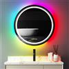 BORWART Specchio da Bagno Rotondo con Luce LED Dimmerabile, Specchio da Parete Illuminato con 8 Retroilluminazioni RGB, 3 Colori Frontali, Antiappannamento Intelligente con Memoria