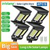 intelamp Set di 4 Luci Solari da Esterno Collegabili con Doppio Sensore di Movimento, Lampada da Parete Super Luminosa IP65 Impermeabile per Giardino, Cortile e Garage faretto led esterno solare faro led