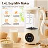 NONE Macchina per Latte Vegetale JX-319 con Spina EU 220V, 1.4L/1400ml, 16 Lame, Pannello LED in Inglese, Funzione di Prolunga 12H e Mantenimento Calore 6H, Vetro Borosilicato, per Latte di Soia e Frutta