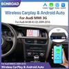 BONROAD Kit di Retrofit Wireless CarPlay Android Auto per Sistema Audi MMI 3G A4 B8 A5 Q5 (2009-2016) con MirrorLink Bluetooth AirPlay Modulo GPS Supporto Funzioni Originali dell'Auto Decoder Box