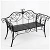 NONE Panca da Giardino HLC in Ferro Battuto, Panca da Giardino a Due Posti con Schienale Decorativo in Ferro Battuto, Panca da Esterno, 2 Posti, 133x90x49 cm, per Balcone o Patio, Resistente alla Ruggine,