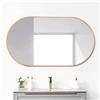 NONE Specchio da Parete Ovale con Cornice Dorata, Grande Specchio HD per Bagno, Elegante per Bagno, Soggiorno, Corridoio, Camera da Letto, Specchio Decorativo Moderno Antiesplosione con Pellicola di