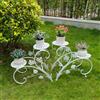 NONE Set di 2 Supporti in Metallo per Piante, Portavasi da Giardino, Scaffale per Fiori, Mensola per Piante da Balcone, Colore Bianco, Scala Decorativa per Piante da Interno ed Esterno