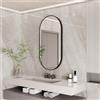 BORWART Specchio da Parete Ovale 1000x500mm Nero con Cornice in Metallo per Bagno, Ingresso, Arredamento Camera da Letto, Verticale e Orizzontale