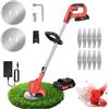 NONE Tagliaerba a batteria 21V, con testina angolabile, batteria ricaricabile da 1500mAh, manico regolabile 84-120cm, per giardino e prato, colore rosso