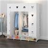NONE Armadio Modulare, 16 Cubi, Guardaroba Portatile per Camera da Letto, Armadio Contenitore con Ante e Aste, per Vestiti, Scarpe, Giocattoli