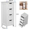 Mobiletto bianco con 4 cassetti, armadietto da bagno, cassettiera per soggiorno, bagno, camera da letto