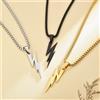 NONE Collana con Ciondolo a Forma di Fulmine in Stile Punk per Uomini e Ragazzi, Collana con Ciondolo in Acciaio Inossidabile Impermeabile, Gioielli Trendy Hip Hop