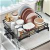 HiMISS Scolapiatti da Cucina in Acciaio al Carbonio, Porta Utensili Domestico, Cestello Scolapiatti Multifunzionale Retrattile Sottolavello