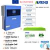 ANENJI Inverter Solare Ibrido ANENJI 4.2KW 24V Onda Pura Fotovoltaico On Grid+Off Grid AC 220VAC 24V 25.6V 100AH 1.256KWH Batteria LiFePo4 Celle di Grado A +5000 Cicli PV 500VDC