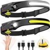 Heinast Lampada Frontale LED COB con Sensore, Batteria Integrata, Torcia Ricaricabile USB, 5 Modalità di Illuminazione, Luce da Lavoro