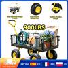 Warmom Carrello Multiuso 2-in-1 per Carichi Pesanti, 900 libbre, Telaio in Acciaio Verniciato a Polvere Antiruggine, Design Convertibile con Pianale a Rete, per Ogni Terreno, Giardinaggio, Agricoltura,