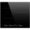 NOXTON Piano Cottura a Induzione Noxton 60 Cm, Piano Cottura a Induzione Autarkes 3 Piastre con Funzione Booster, Piano Cottura a Induzione 3 Zone con Manopola, Timer, Blocco Bambini, Pausa, 220-240V, 6500W,