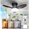 NONE Ventilatore da soffitto Aiopp Three Leaf con luce e telecomando, 6 velocità dimmerabili, lampadario LED reversibile a basso profilo per camera da letto