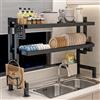 Vacclo Scolapiatti da appoggio sopra il lavello, Scolapiatti da cucina a 2 livelli con porta utensili, porta bicchieri da vino e porta tagliere, in acciaio inossidabile nero, salvaspazio, organizer da cucina