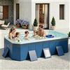 NONE Piscina Portatile Non Gonfiabile da 2,53m, Grande Piscina Pieghevole per Famiglia, Bambini, Adulti e Animali Domestici