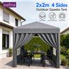 Loefme Tenda Gazebo Pop-Up LOEFME 2x2M Impermeabile UPF50+ con 4 Pareti Laterali Rimovibili, Pannelli Finestra e Porta, Telaio in Acciaio Regolabile, Portatile e Pieghevole per Feste, Giardino, Patio,