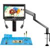 TOMLOV Microscopio Digitale TOMLOV Autofocus 4K con Schermo 8" TM4K-AF, Braccio Flessibile HDMI, Luci Laterali per Saldatura ed Elettronica