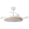 NARVI Ventilatore da Soffitto NARVI Bianco+Legno di Faggio, 3 Pale Retrattili, Motore DC da 30W, Luce LED da 45W Regolabile in intensità e colore della luce. Con Memoria, Telecomando e App Mobile. REF