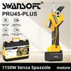 SWANSOFT PRU45-PLUS, cesoie elettriche da potatura da 45 mm con funzione a 3 click, taglio progressivo, con borsa da cintura, cavo e lame, per alberi da frutto e vigneti