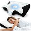 Cuscino Cervicale in Memory Foam a Lento Ritorno, Supporto Ergonomico 2-in-1, Cuscino Ortopedico per Massaggio del Collo