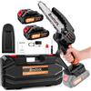 NONE Motosega a Batteria da 6 Pollici, Sega Elettrica Portatile per Taglio Legno con 2 Batterie e 1 Catena per Giardinaggio, Potatura Alberi, Taglio Legna, Arancione