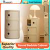 NONE Comodino Rotondo Multilivello Podofo in Plastica Stile Nordico per Camera da Letto, Tavolino Contenitore Portatile, Mobiletto Notturno