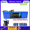 Ddadache Pacco Batteria agli Ioni di Litio 13S3P 48V 100000mAh 100Ah 1000W con BMS + Caricabatterie 54.6V