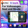 NONE IYING 8-Core Android 13 4+64G Android Auto CarPlay per VW Golf 5 6 Seat Passat Caddy Sharan Tiguan, Apple CarPlay e Android Auto wireless, radio touchscreen da 9 pollici con Bluetooth 5.0, RDS, FM,