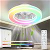 STANBOW Ventilatore da soffitto da 16/18 pollici con luce, telecomando da 30W e LED RGB regolabile - 7 pale retrattili, 4 colori RGB, funzione memoria, perfetto per spazi moderni, camera da letto, sala da