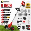 CONENTOOL Decespugliatore a batteria Conentool 21V, 650W, con 5 lame di taglio, compatibile con batterie Makita, asta telescopica, ruota di supporto per la rifinitura dei bordi del prato.