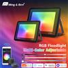MING&BEN Faro LED RGB con Controllo Vocale tramite App TUYA, Illuminazione Esterna 50W 100W IP66 Impermeabile, Faretto per Giardino, Fontana, Decorazione Murale