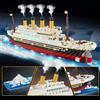 NONE Set di blocchi da costruzione Titanic con LED da 4100 pezzi, modello di nave da crociera classica ad alta definizione, kit di montaggio fai-da-te per appassionati di modellismo, regalo di Natale per